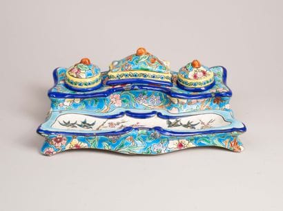 LONGWY ENAMELS
Enamel inkwell decorated with...