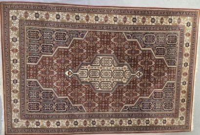 Romanian rug (warp, weft, and pile made of...