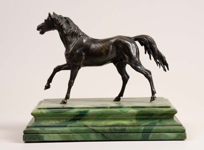 Horse on the Move, bronze, wooden base with...