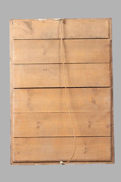 Quadrangular trumeau mirror in molded wood,...