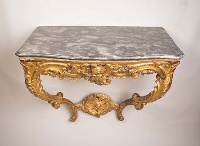 Wall-mounted console table in molded, carved,...