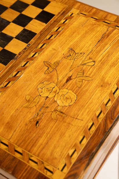 Game table with a folding checkerboard top...
