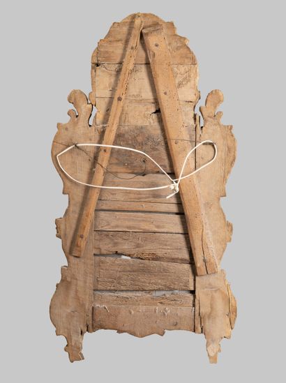 Pediment mirror with molded, carved, and...