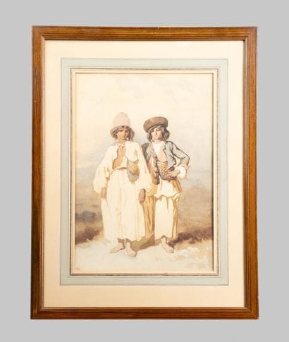 Valerio Théodore (1819-1879)
Enfants tziganes
Aquarelle,...