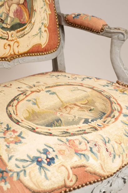 Armchair with a queen-style backrest made...