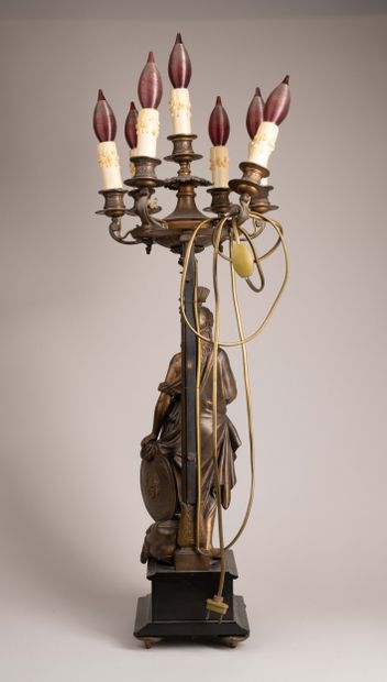 Bronze candelabra depicting Athena, with...