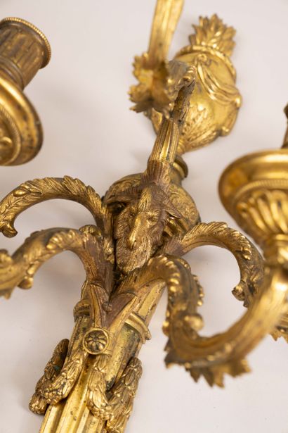 Pair of gilded bronze wall sconces
H 53 ...