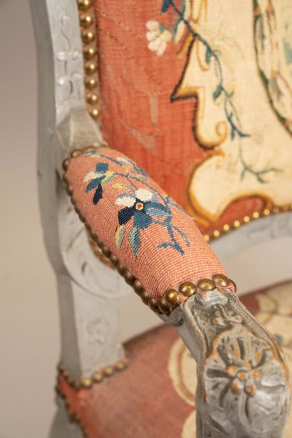 Armchair with a queen-style backrest made...