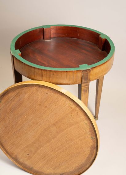 Side table made of solid wood and wood veneer,...