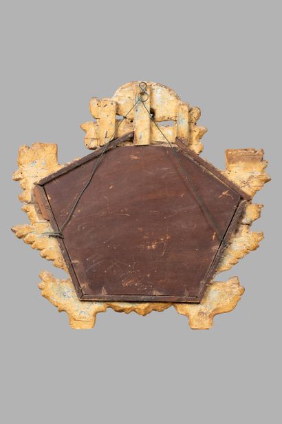 Molded, carved, and gilded wooden mirror,...
