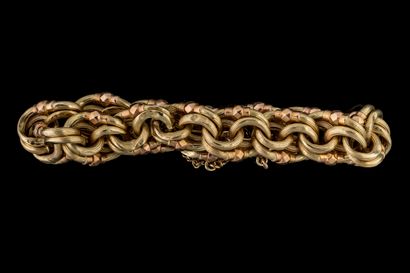 Bracelet anneaux ovales striés en or rose...