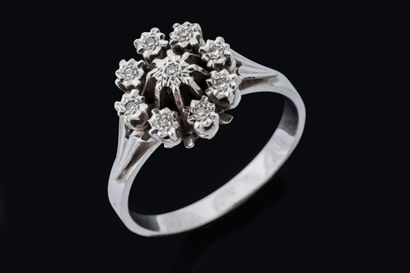 White gold (750) daisy ring adorned with...