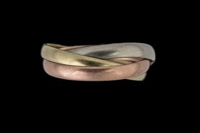 Three-tone wedding band in yellow, rose,...