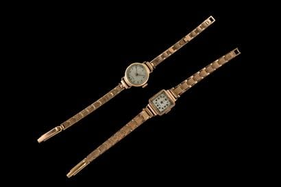 Two ladies' watches with yellow gold cases...