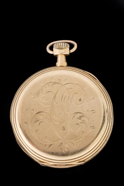Pocket watch with a yellow gold (750) case....