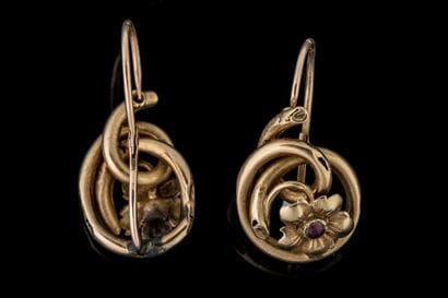 Large pair of broken earrings, heavily worn...
