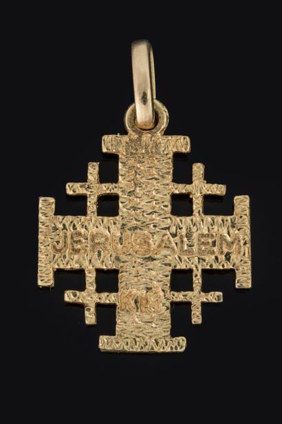 Small Jerusalem cross engraved on yellow...