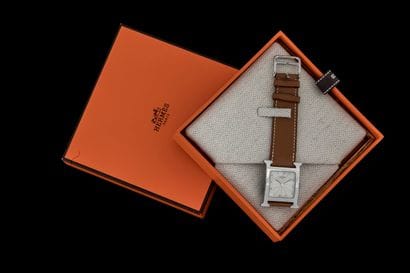 HERMES. “Heure H” watch, steel case, square...