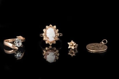 Set of used jewelry in yellow gold (750 parts...