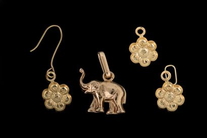 Small lot of small yellow gold jewelry (750...