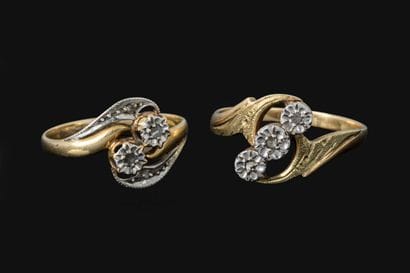 Two early 20th-century rings in yellow and...