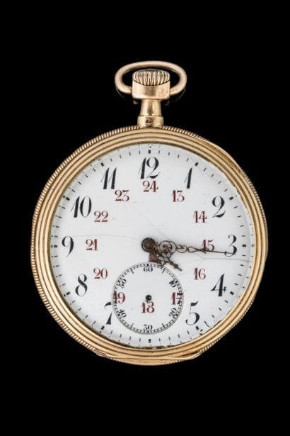 Pocket watch with a yellow gold (750) case....