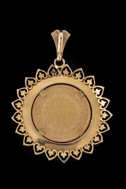 Pendentif pièce or de 20 Francs génie de...