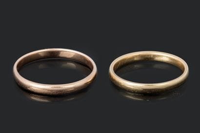 Two yellow gold wedding rings (750 parts...
