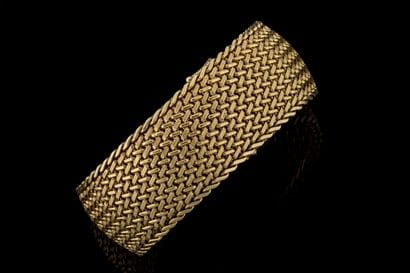 Large bracelet ruban maille polonaise ou...