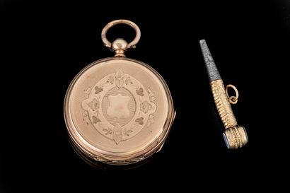 Small pocket watch with a yellow gold case...