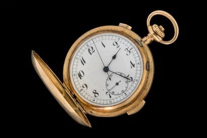 Yellow gold (750) savonnette pocket watch....