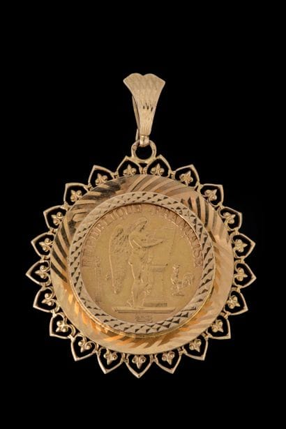 Pendentif pièce or de 20 Francs génie de...