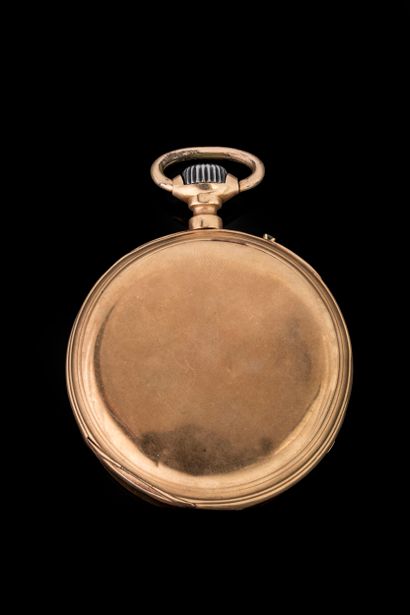 Yellow gold (750) pocket watch with a buoy-shaped...