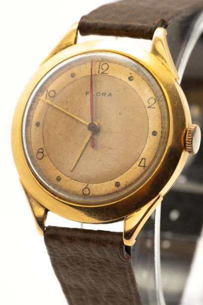 FLORA. Men's watch, case in yellow gold (750...