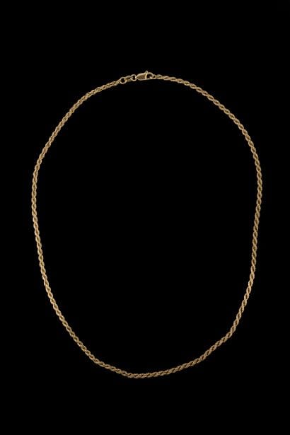 Collier chaîne maille cordelette en or jaune...