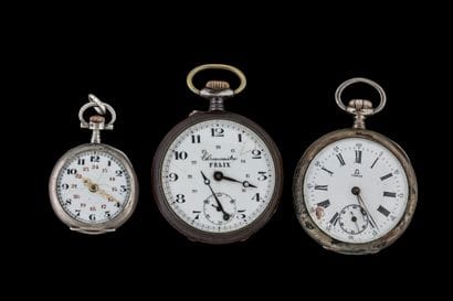 3 damaged pocket watches, two of which are...