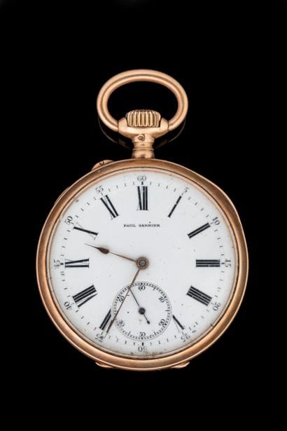 PAUL GARNIER. Pocket watch with yellow gold...
