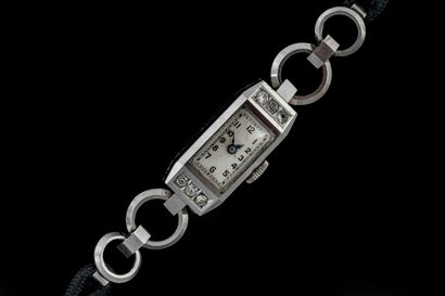 Art Deco ladies' watch in steel, with a rectangular...