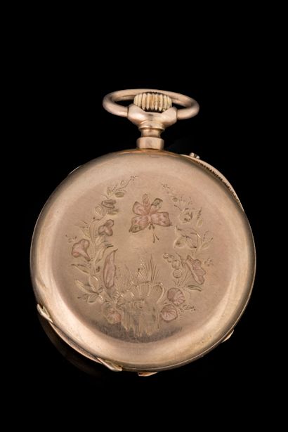 Small pocket watch with a yellow gold case...