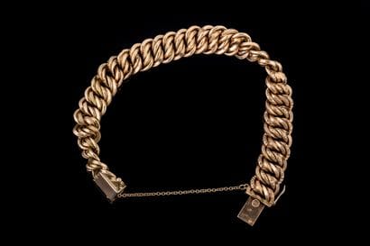 Yellow gold (750) American-link bracelet....