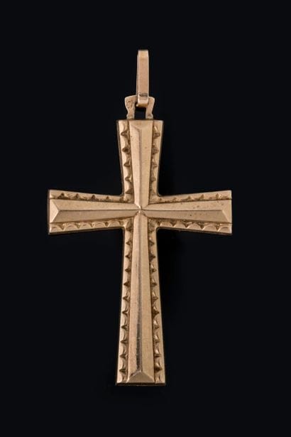 Yellow gold cross pendant (750 parts per...