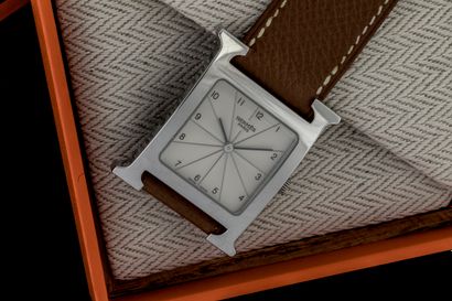 HERMES. “Heure H” watch, steel case, square...