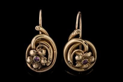 Large pair of broken earrings, heavily worn...