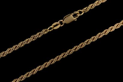 Collier chaîne maille cordelette en or jaune...