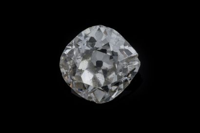 An antique-cut diamond (cushion square shape)...