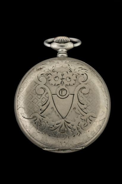 Octomas 8-day silver pocket watch. The back...