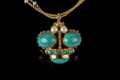 Two pieces of yellow gold jewelry (750 parts...