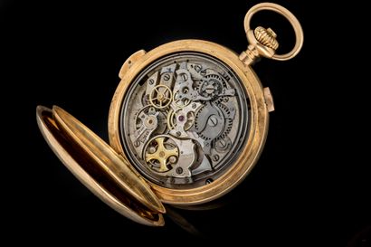Yellow gold (750) pocket watch with a buoy-shaped...
