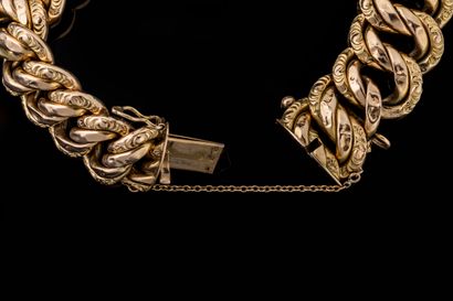 Yellow gold (750) American-link bracelet....