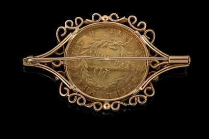Centered brooch featuring a 40-franc Napoleon...